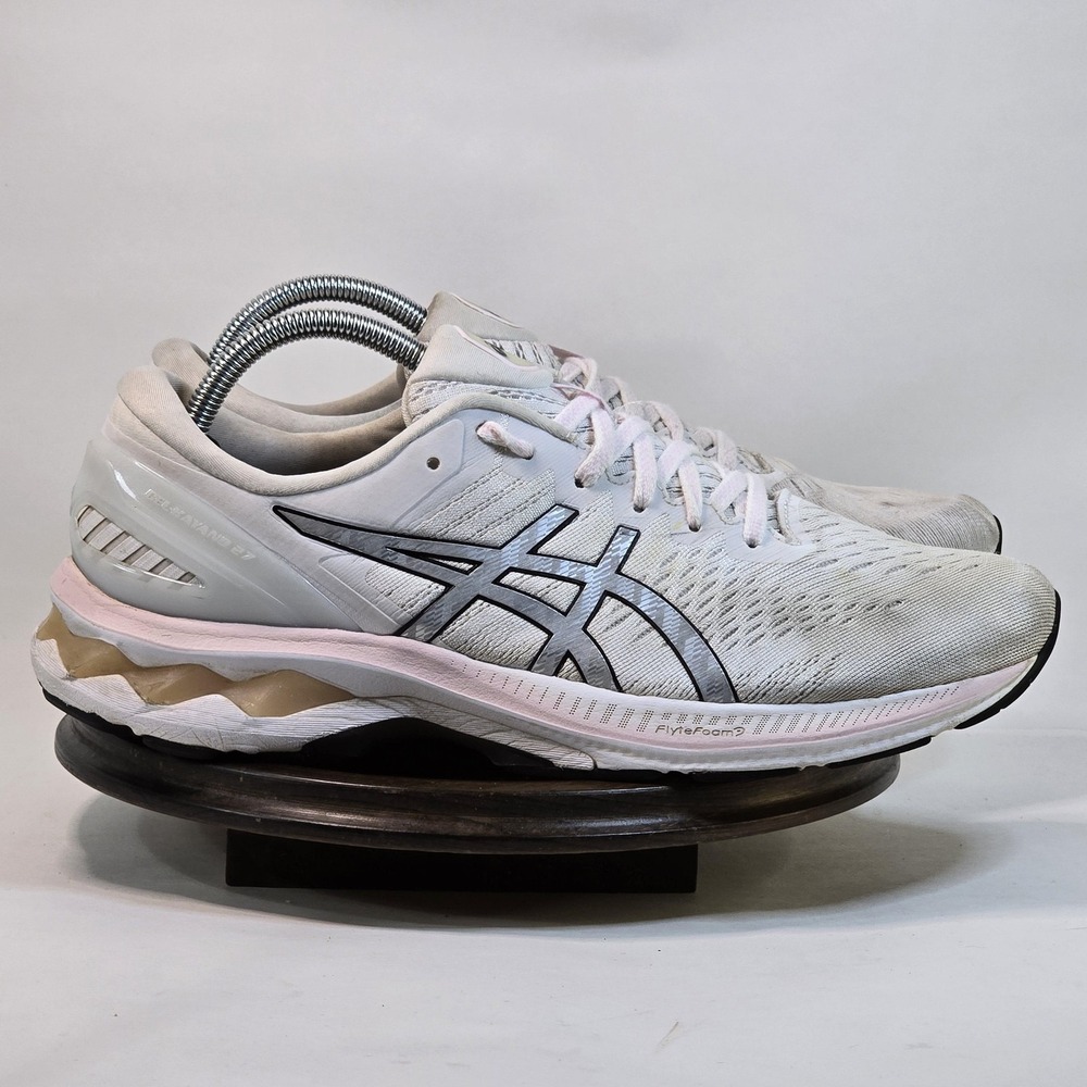 Asics Gel-Kayano 27 Shoes Womens Size 11‎ White Pink Running Sneakers 1012A649